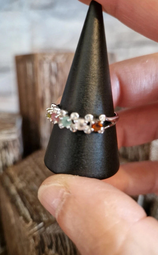 Mix Tourmaline Adjustable Ring