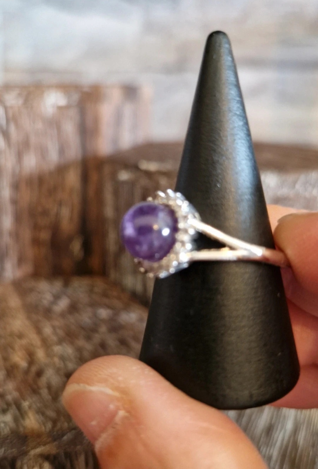 Amethyst Round Adjustable Ring