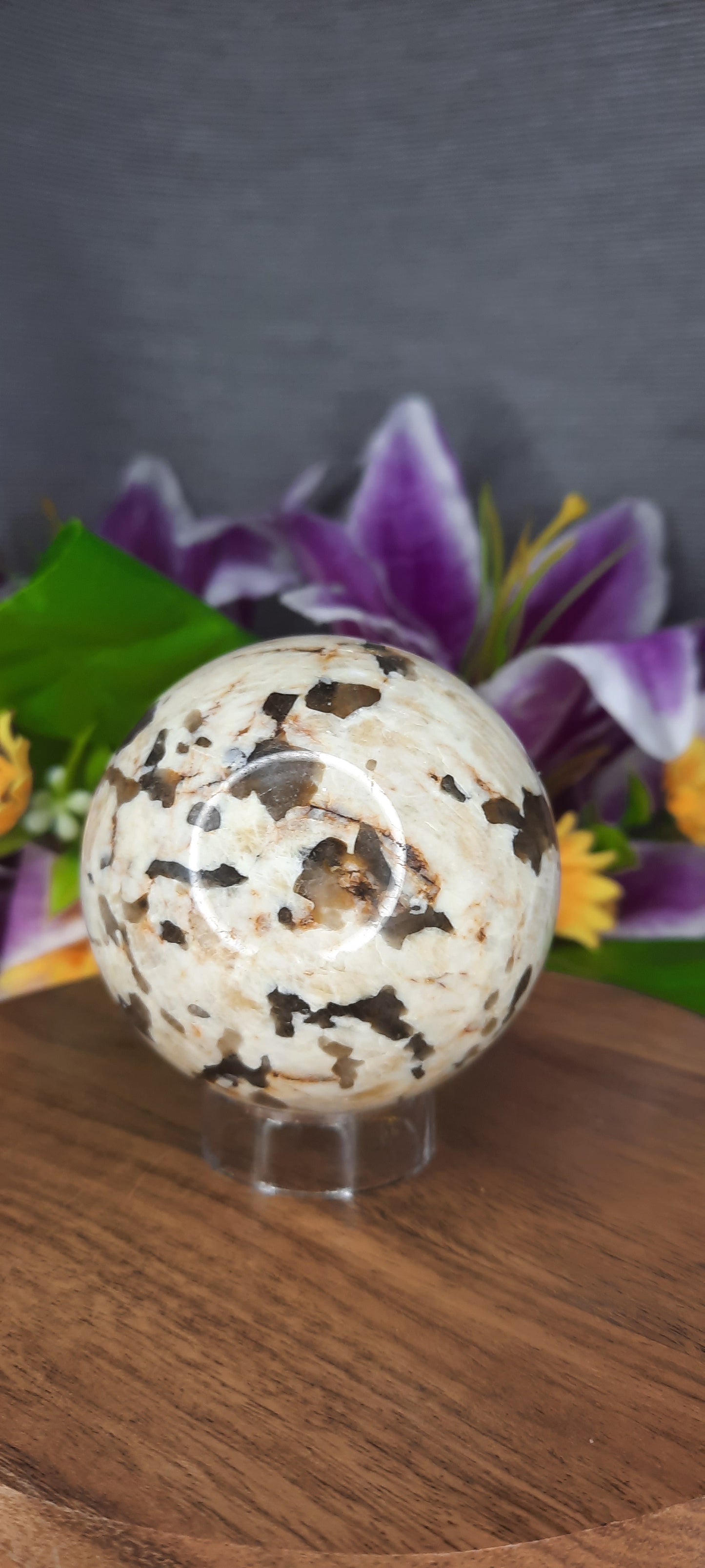 Moonstone and Smoky Quartz Sphere - 498
