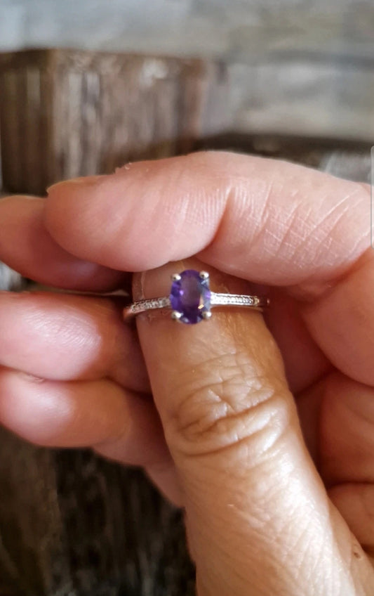 Amethyst Square 1 Adjustable Ring
