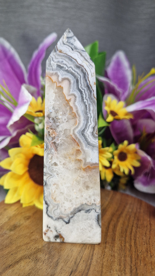 Crazy Lace Agate Tower - 327