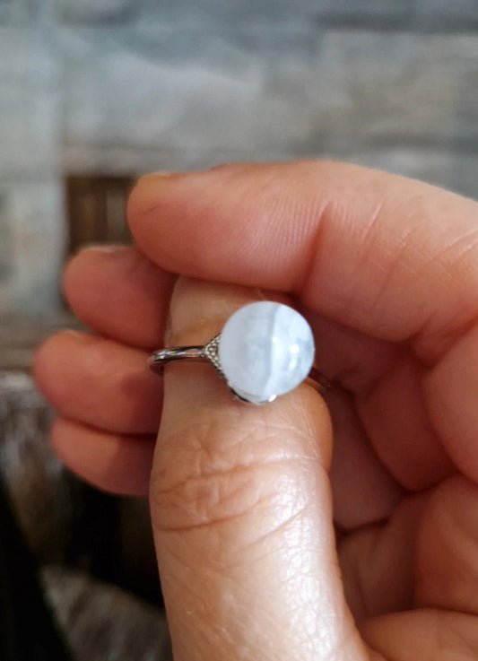 Blue Lace Agate Adjustable Ring