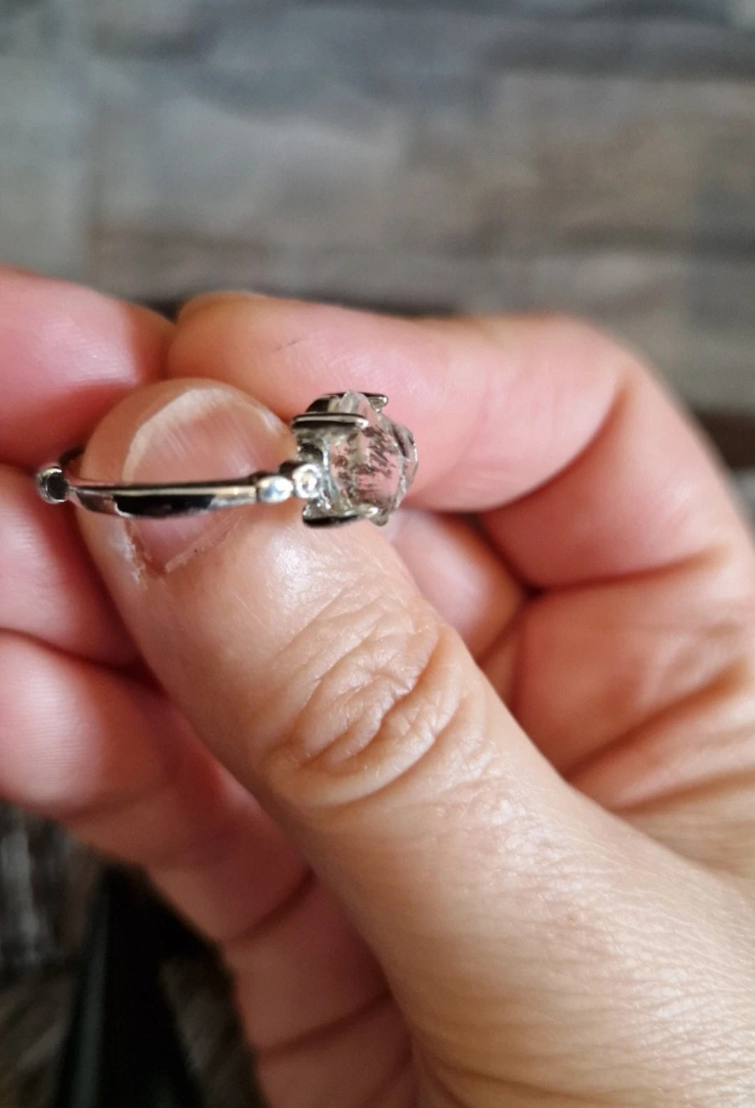 Tourmalineted Quartz Adjustable Ring