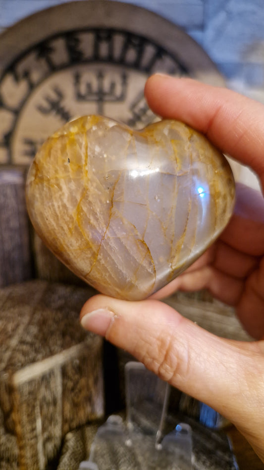 Peach Moonstone Heart - 37