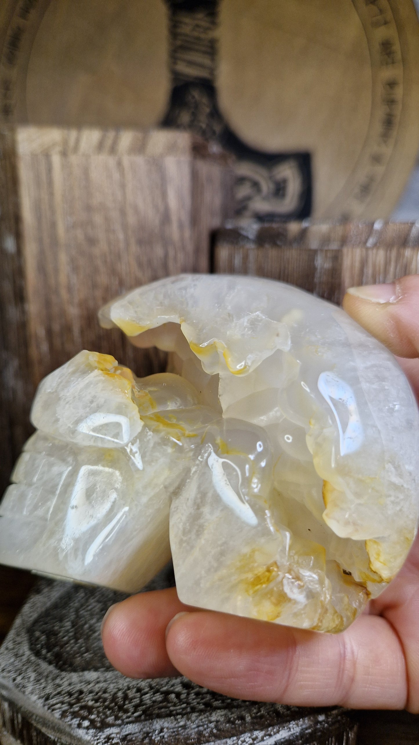 Clear Quartz with Golden Healer Skull - 7