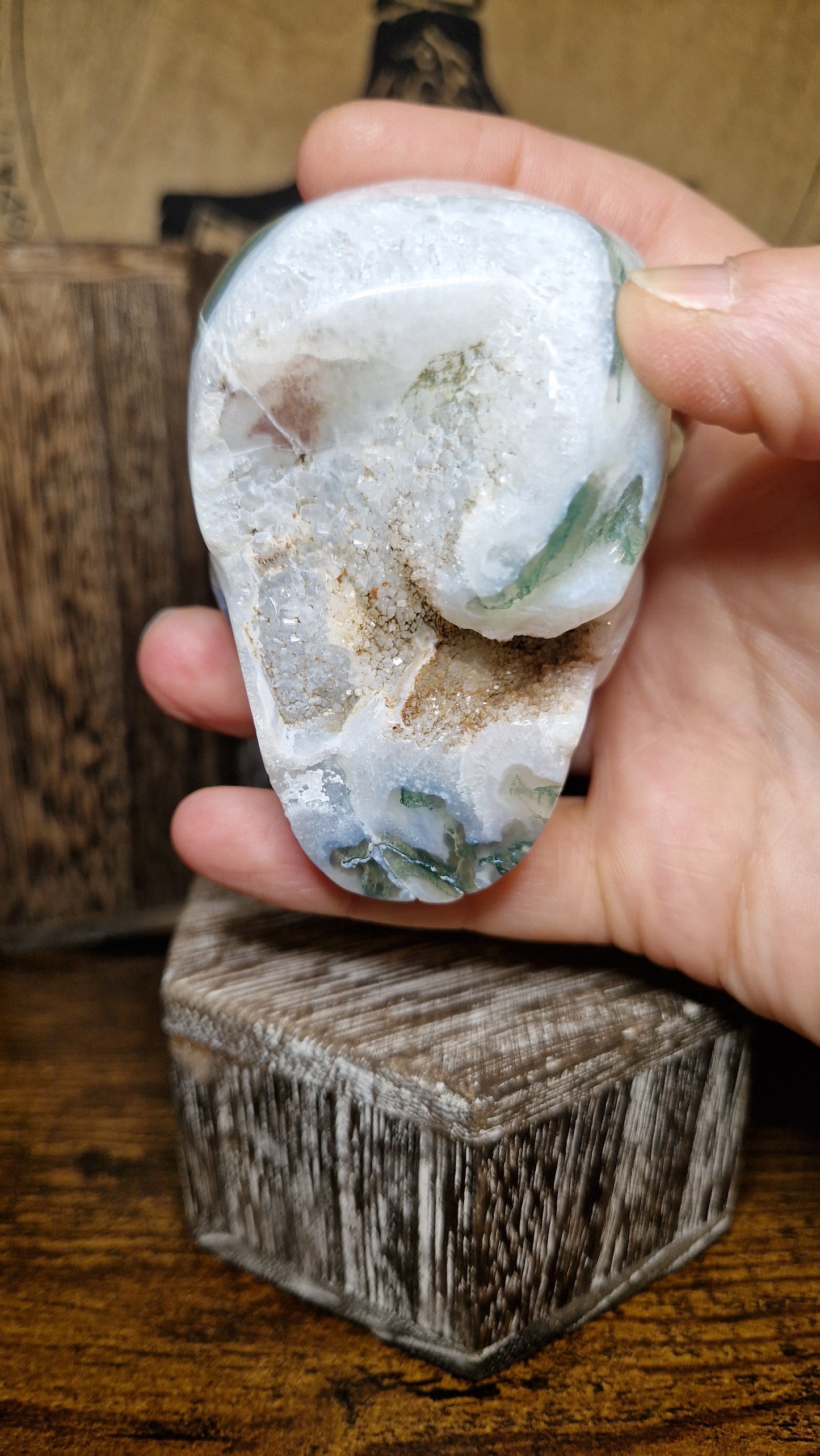 Moss Agate Skull - 10