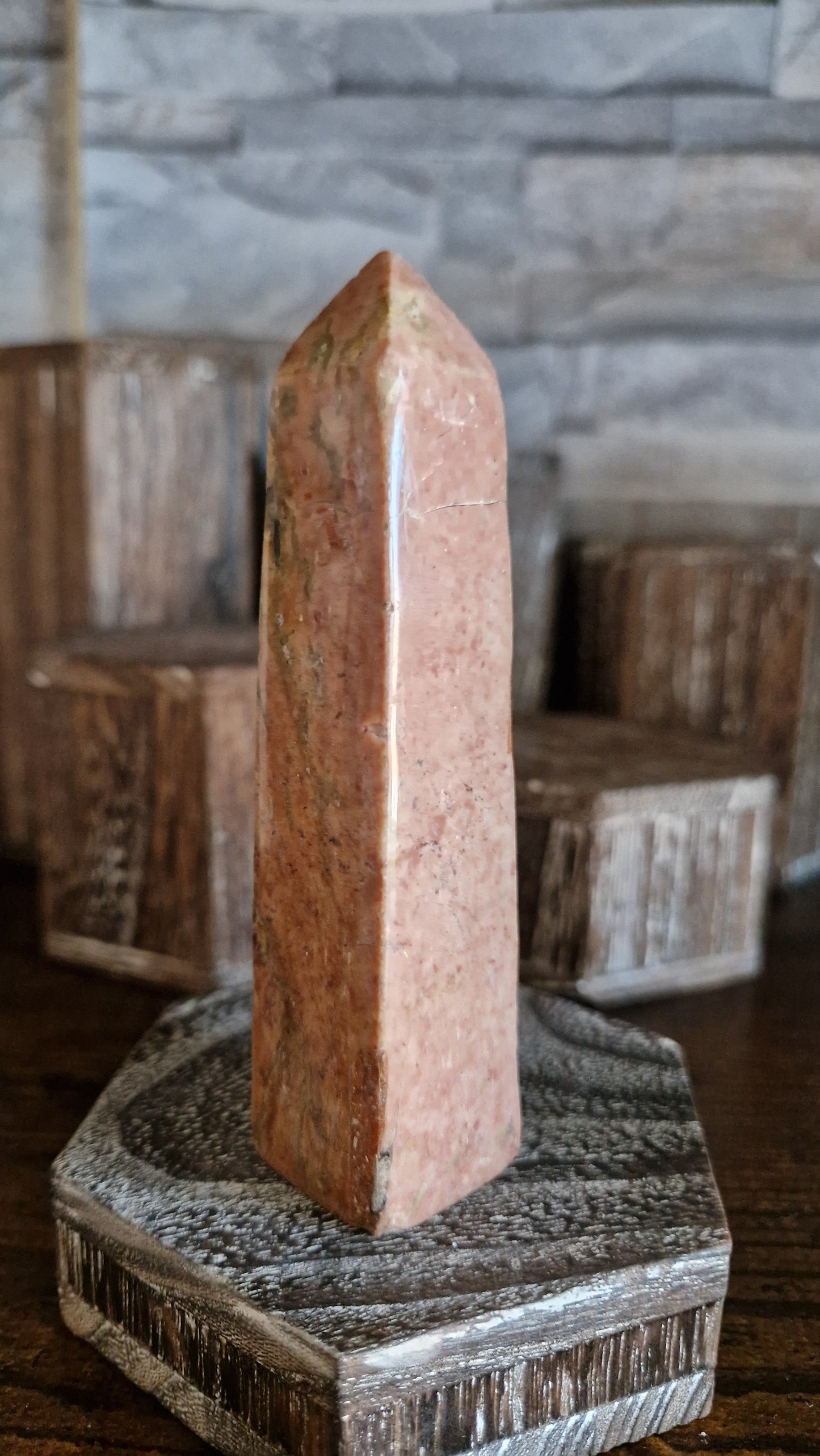 Pink Plume Agate Tower - 54