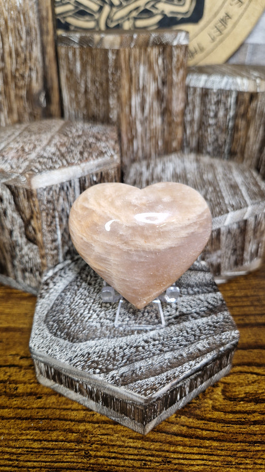 Peach Moonstone Heart - 62