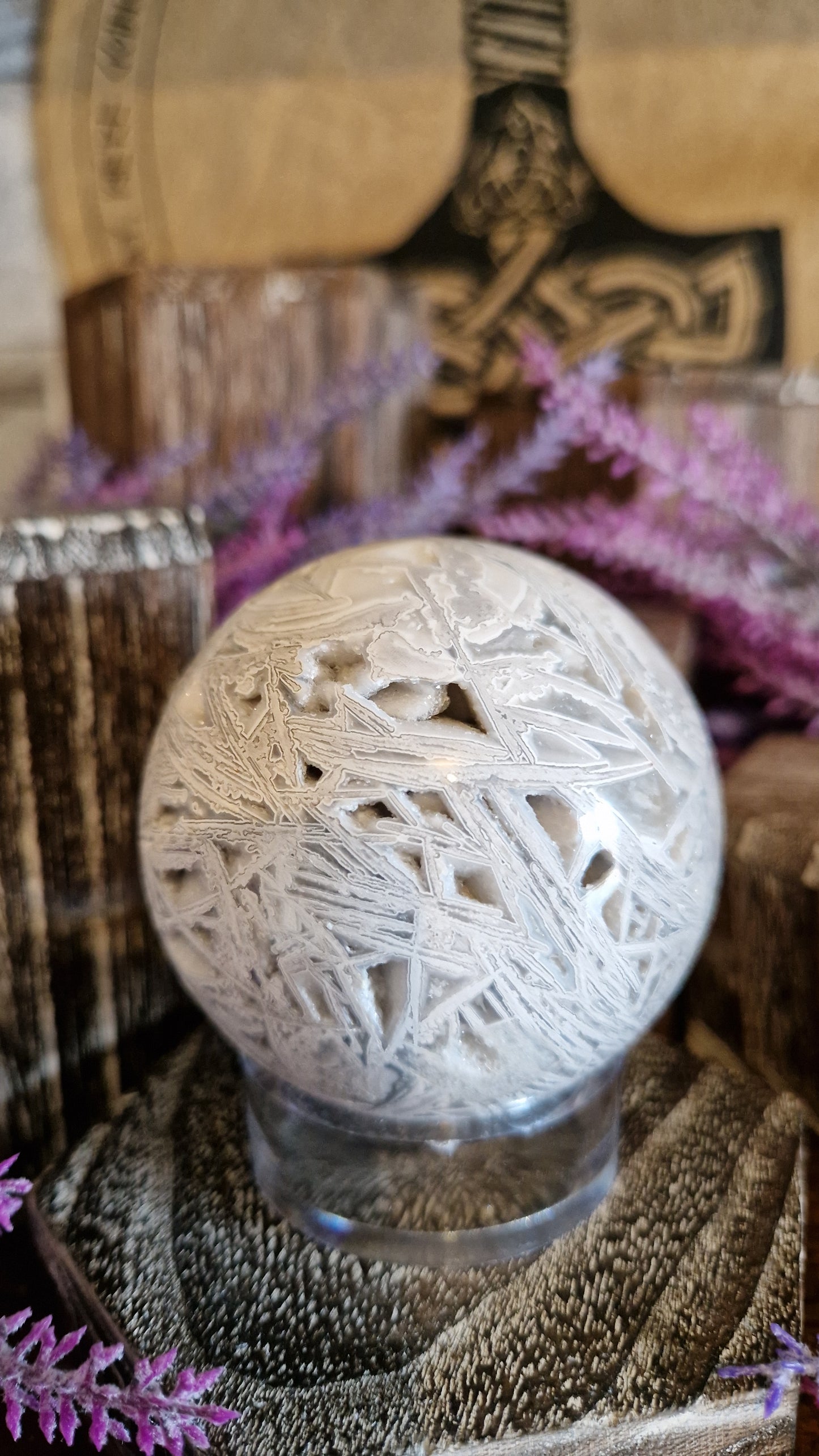 White Mexican Agate Sphere - 147