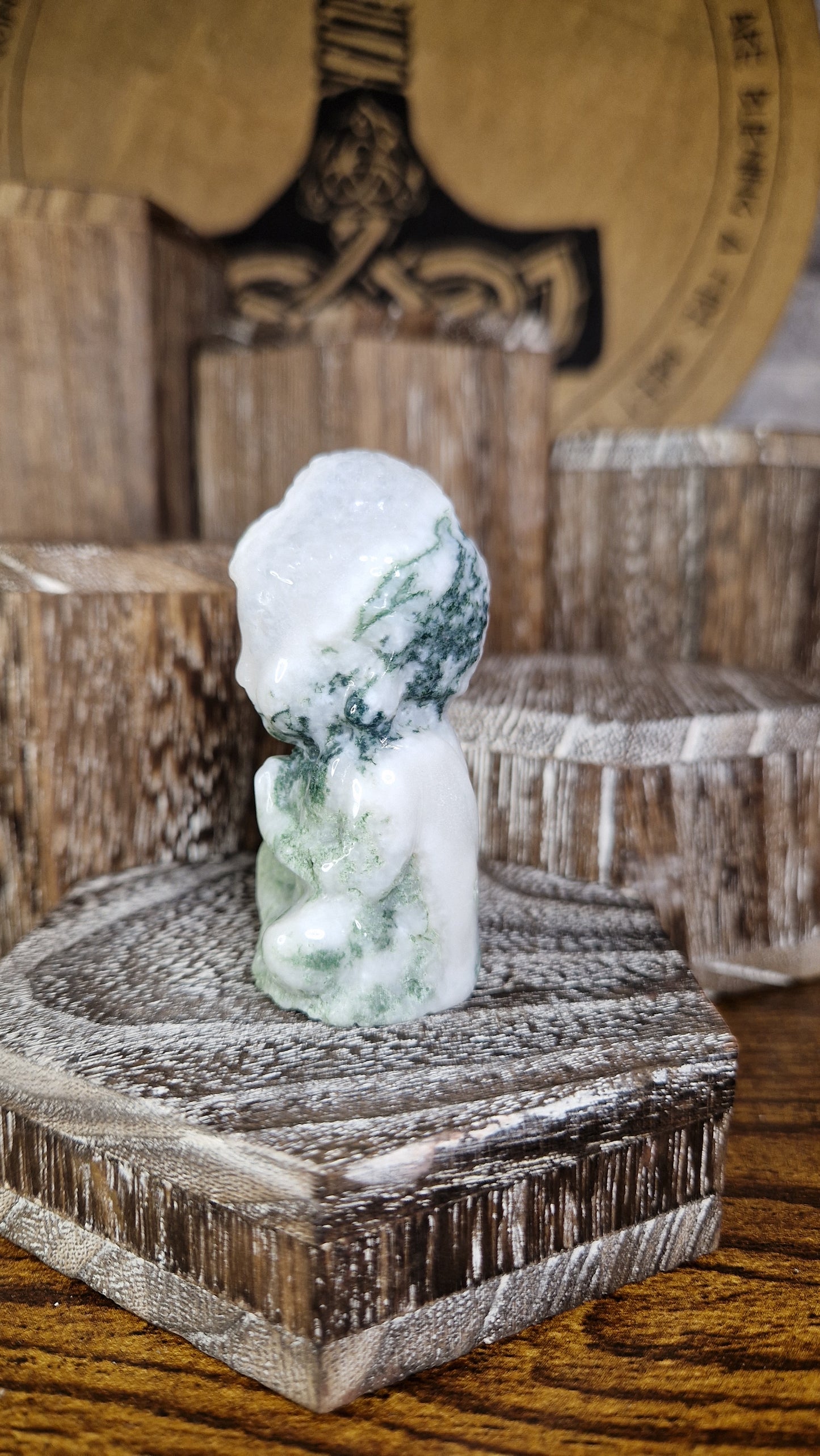 Moss Agate Buddha- 1