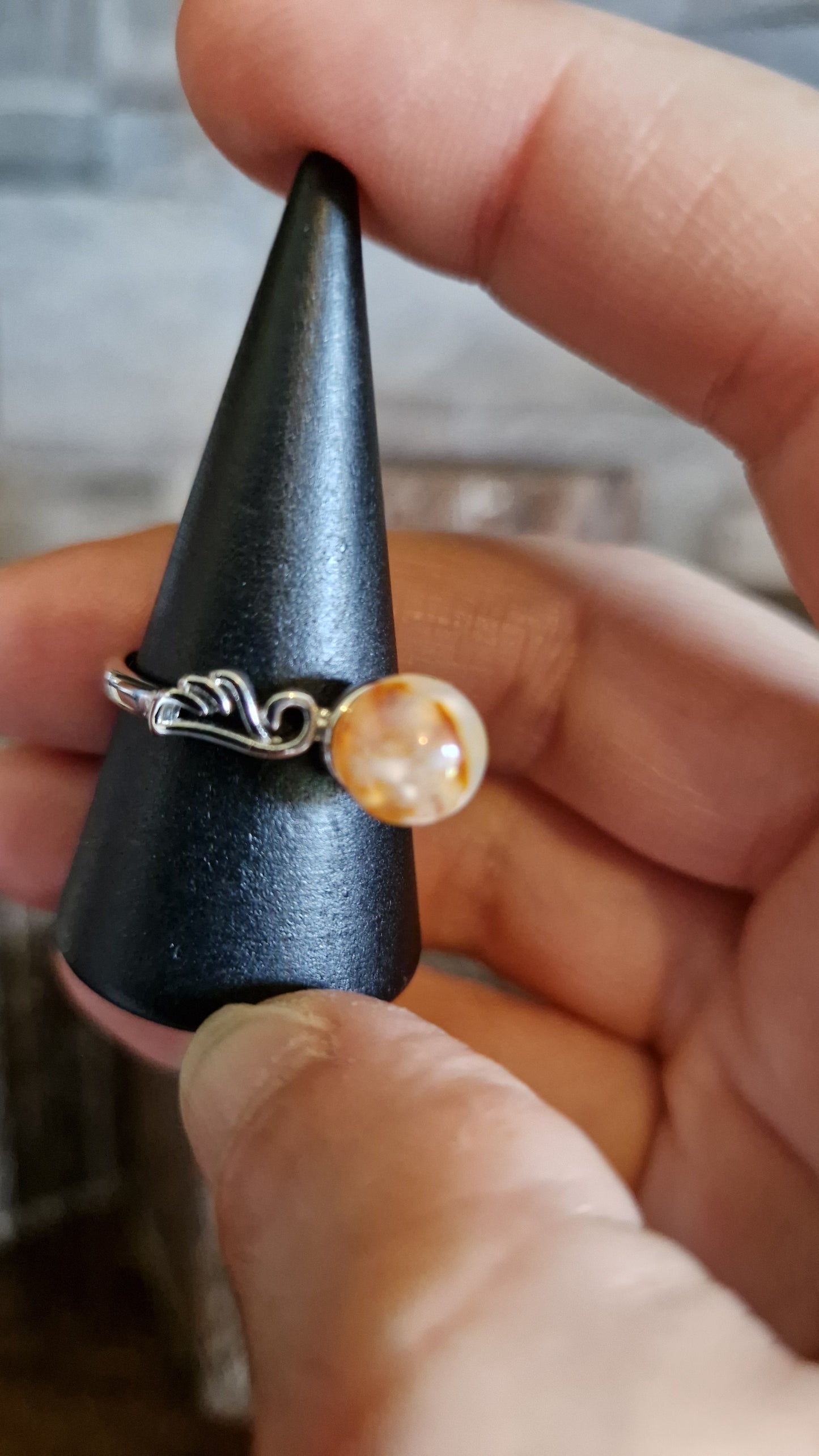 Flower Agate Adjustable Ring