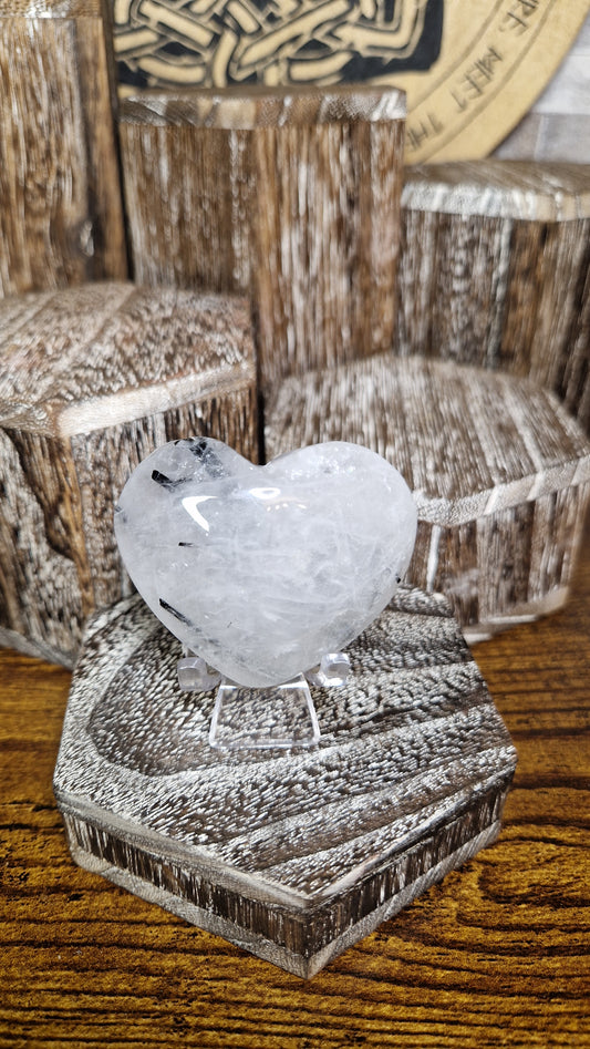 Tourmalineted Quartz Heart - 61