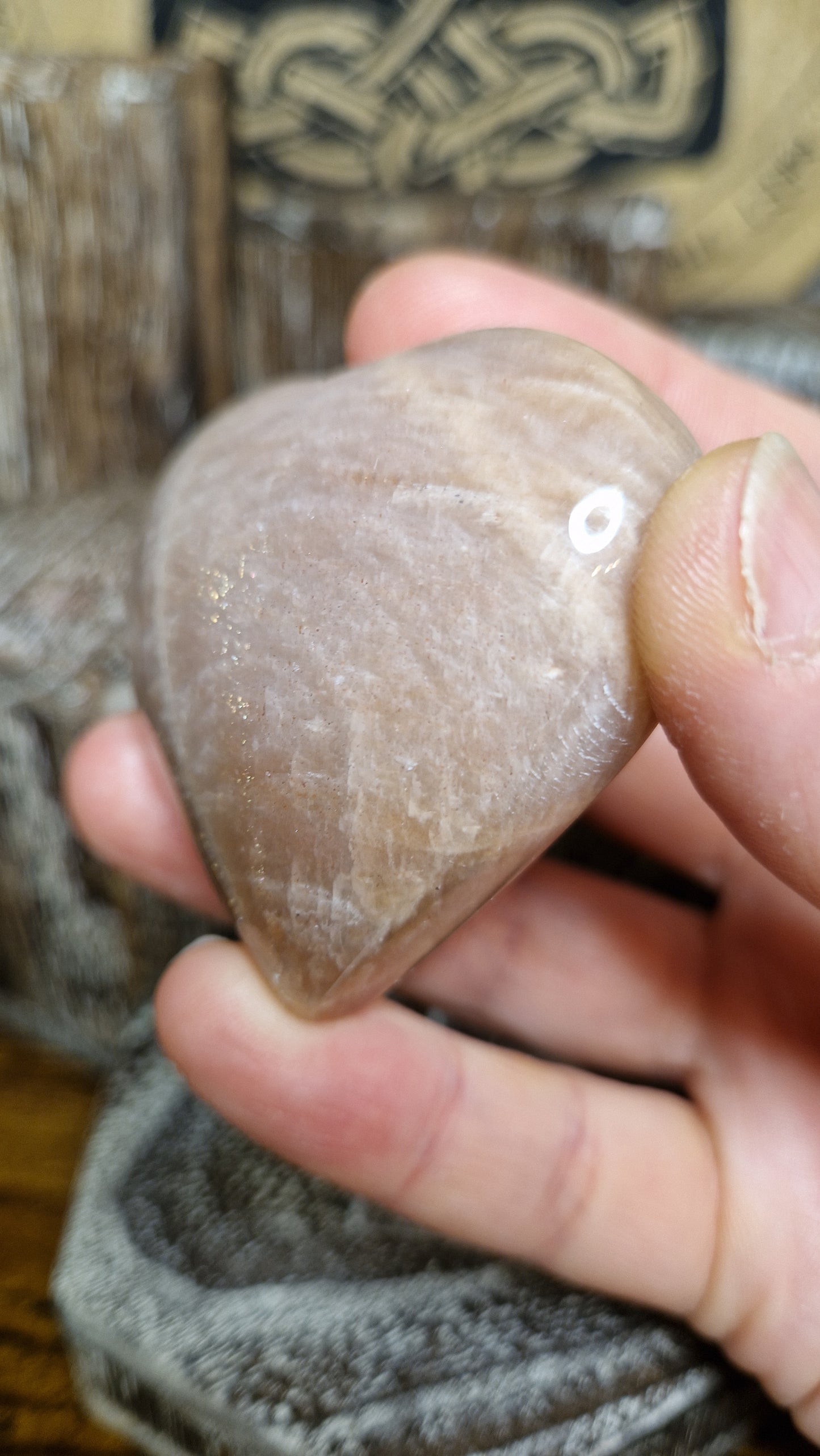 Peach Moonstone Heart - 62