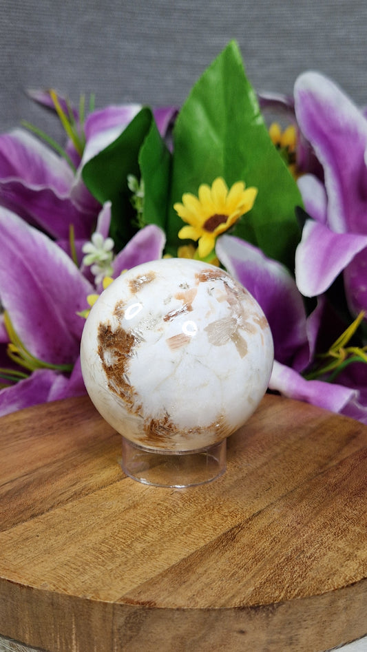 Scolecite and Peach Sphere - 76