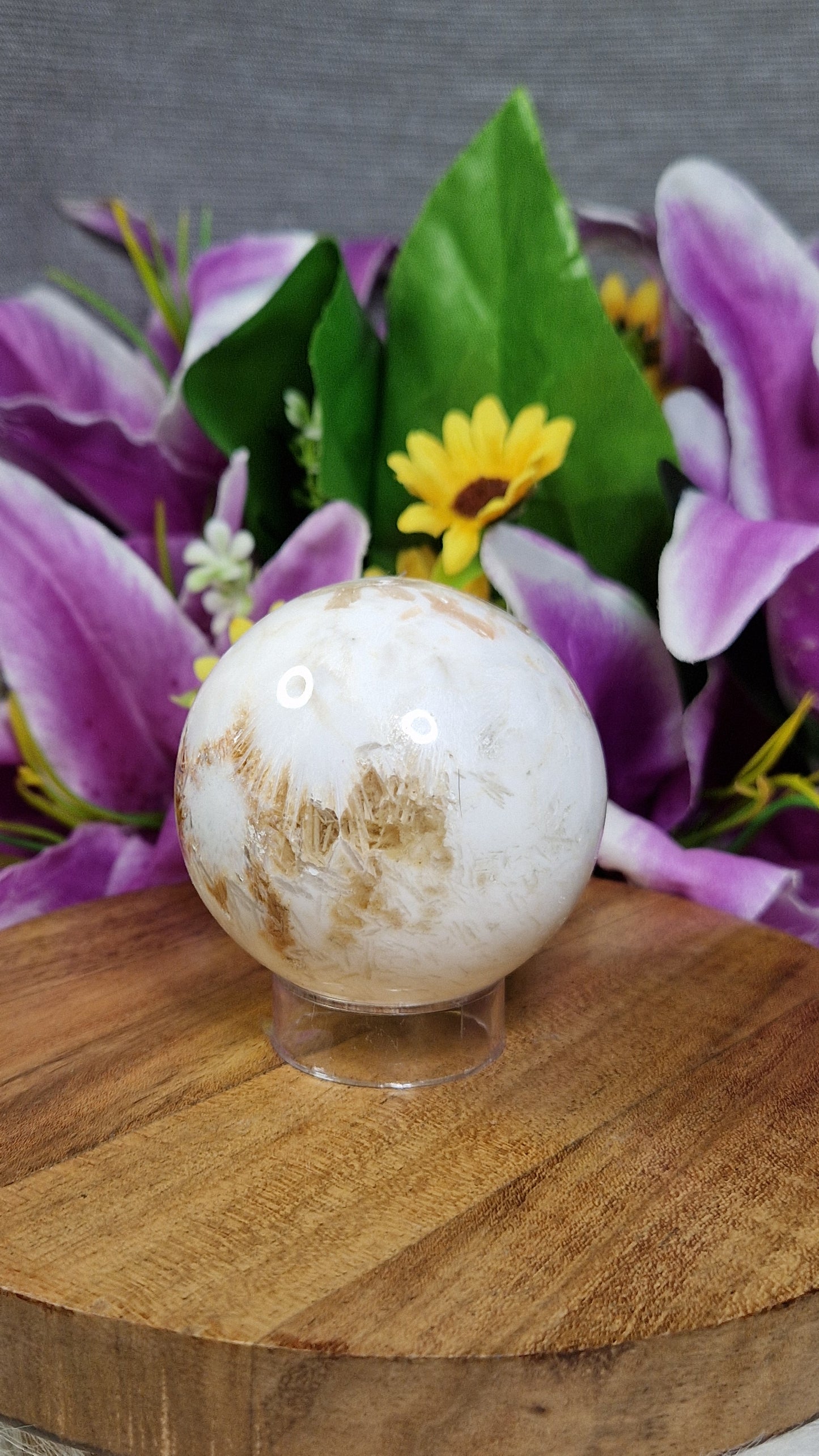 Scolecite and Peach Sphere - 76