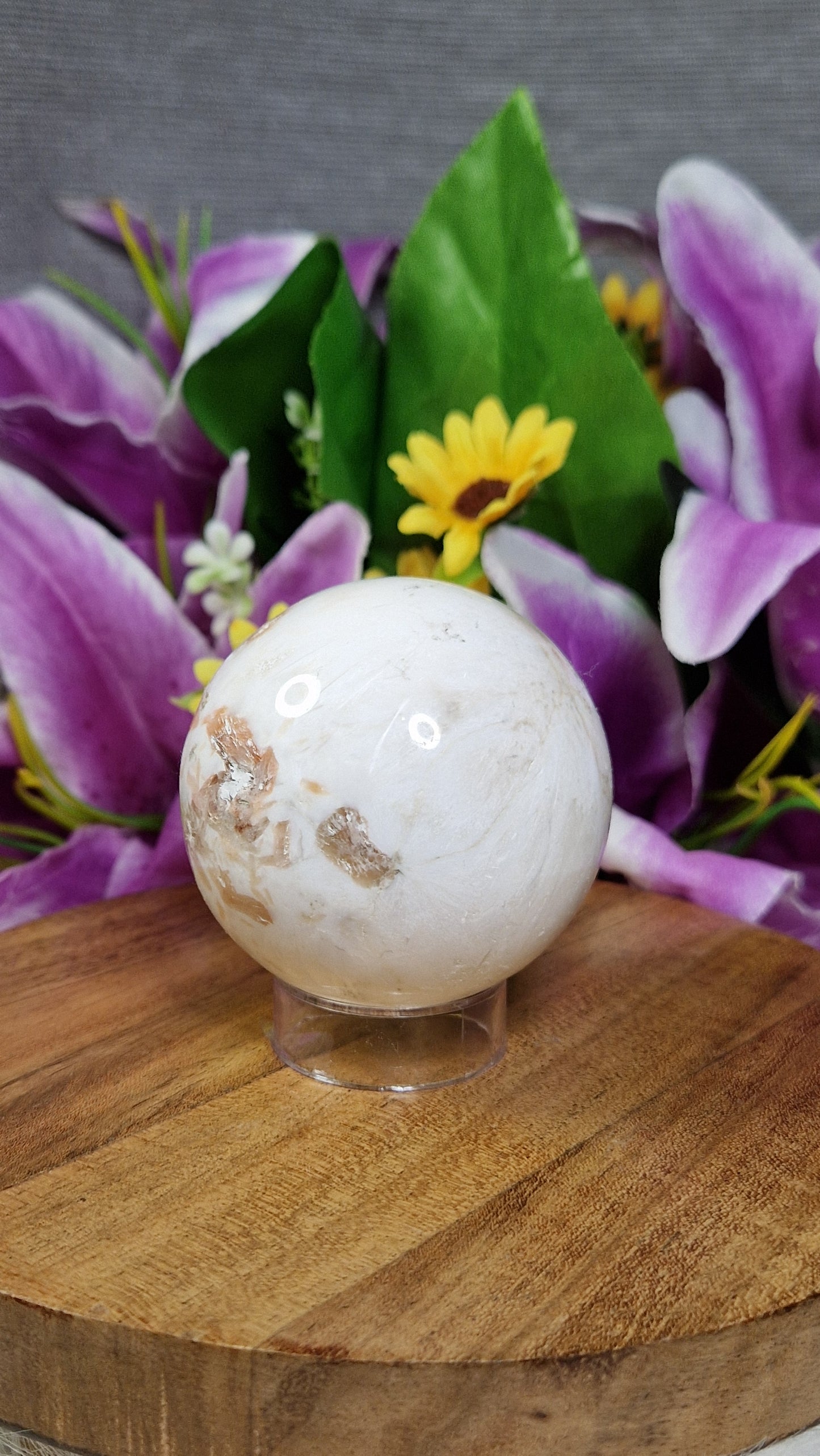 Scolecite and Peach Sphere - 76