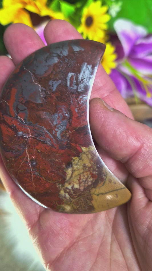 Red Jasper and Hematite Moon  - 332