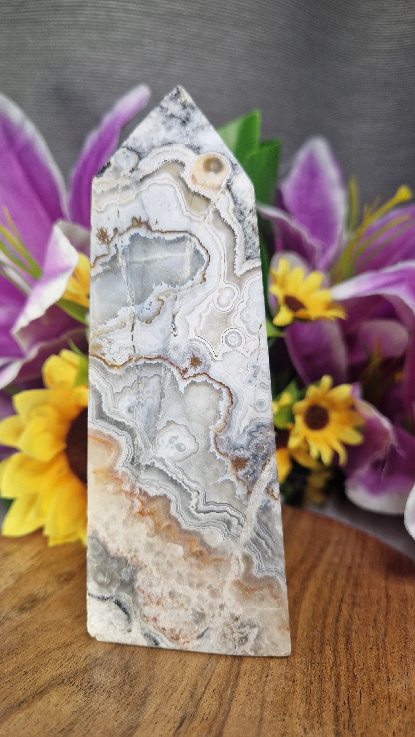 Crazy Lace Agate Tower - 327