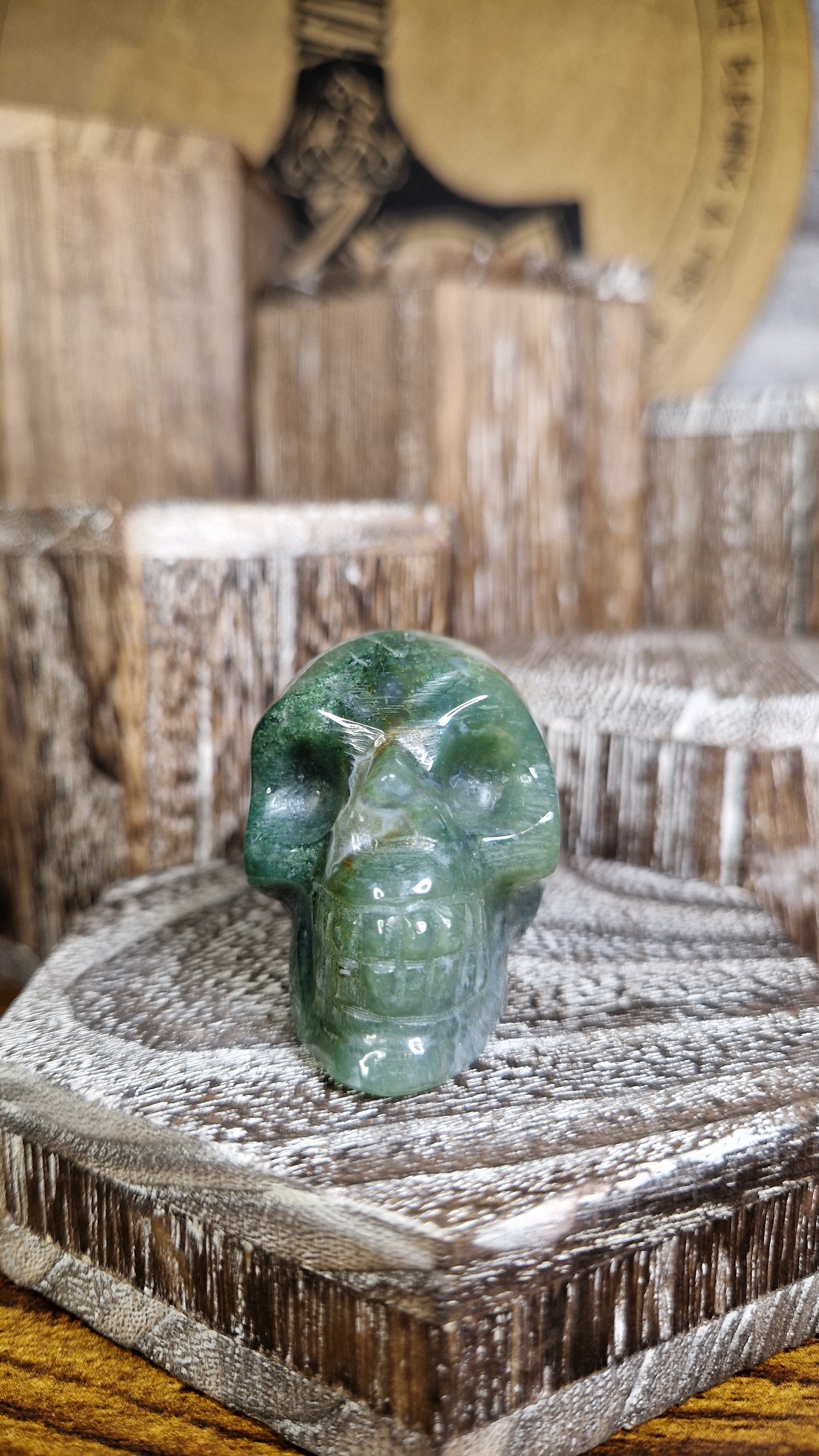 Moss Agate Skull - 18