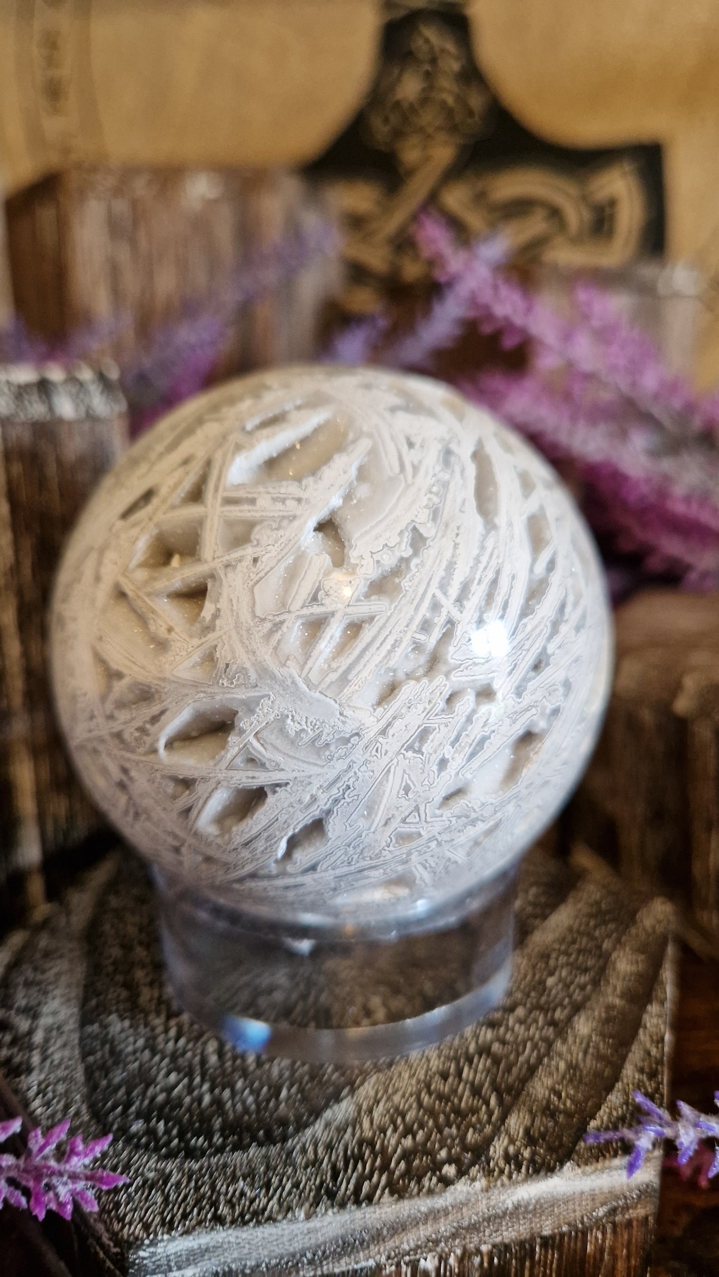 White Mexican Agate Sphere - 147