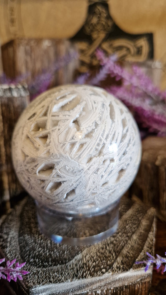 White Mexican Agate Sphere - 147