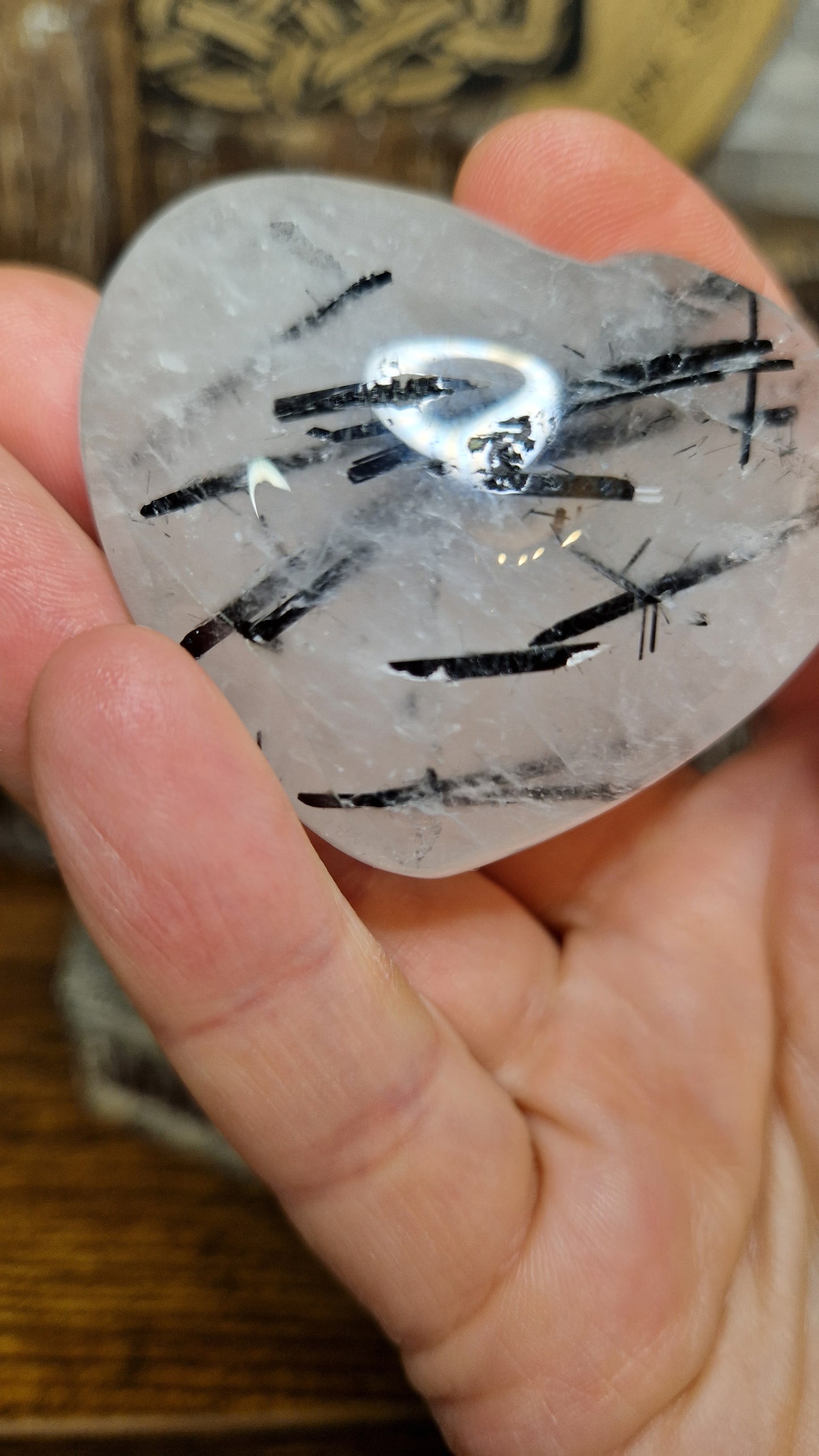Tourmalineted Quartz Heart - 61