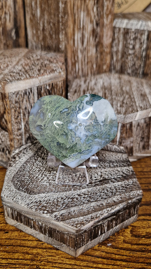 Moss Agate Heart - 65