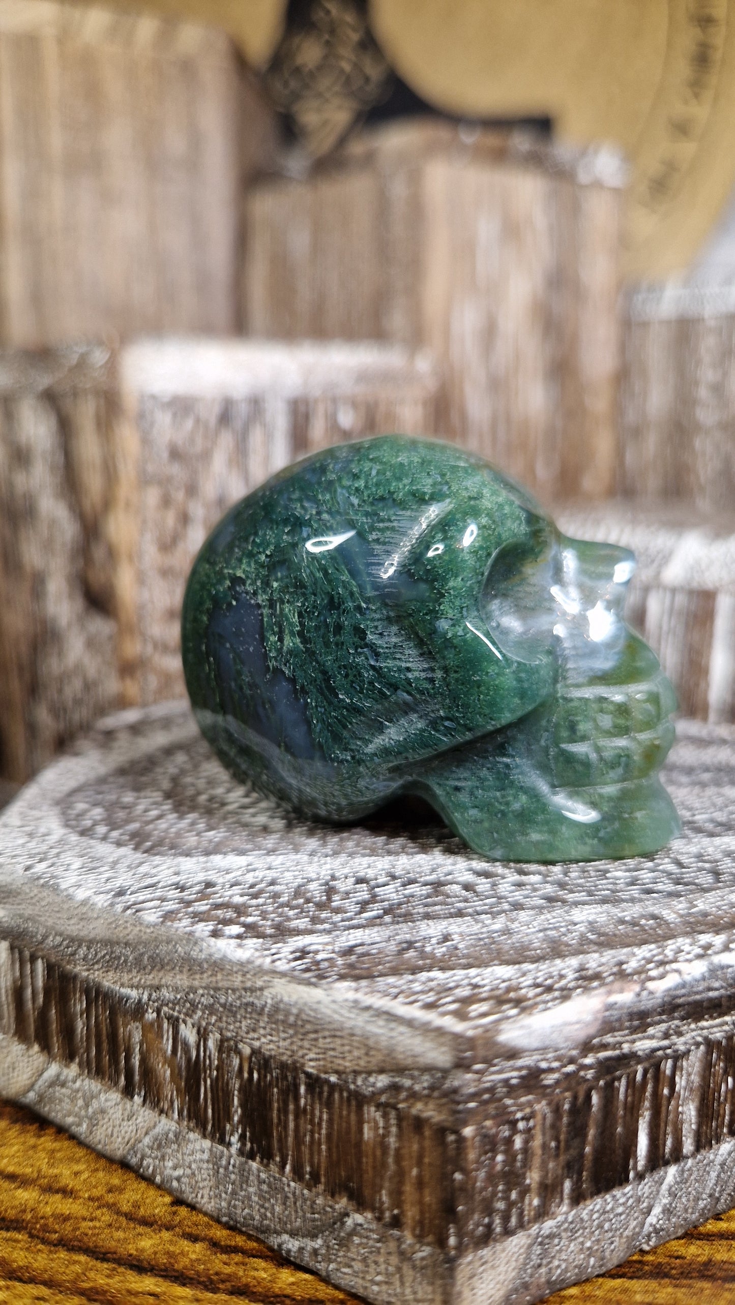 Moss Agate Skull - 18