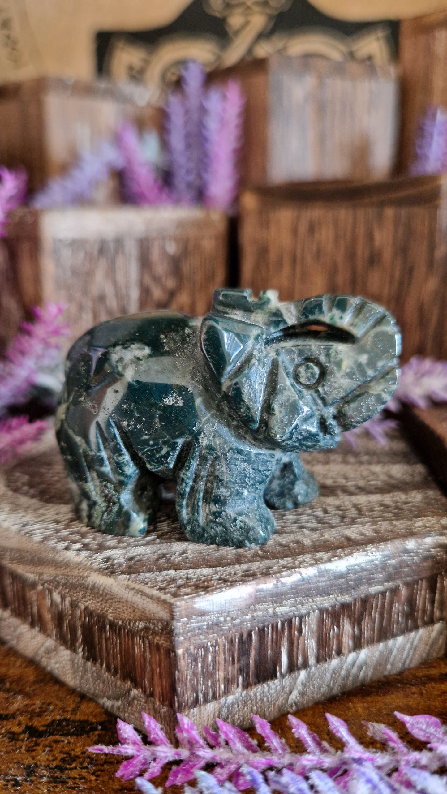 Moss Agate Elephant