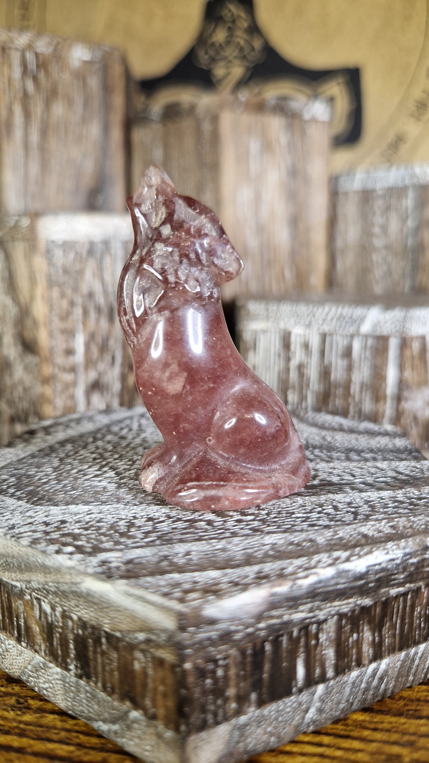 Strawberry Quartz Wolf - 13