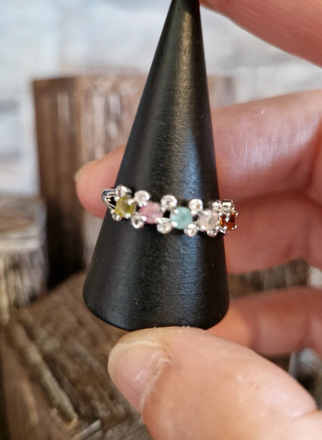 Mix Tourmaline Adjustable Ring