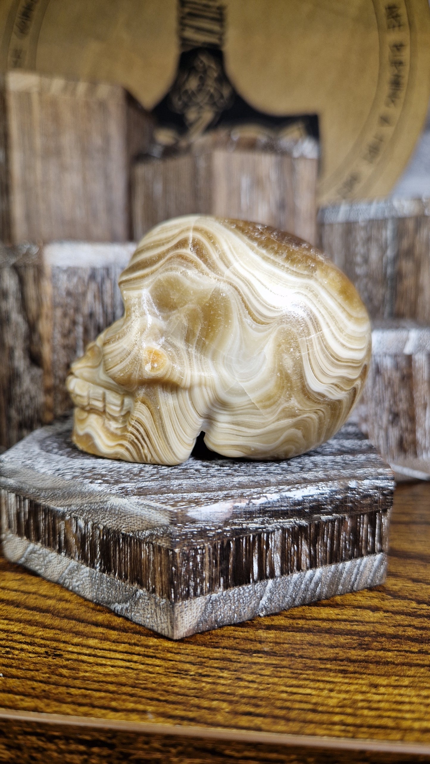 Chocolate Calcite Skull - 12
