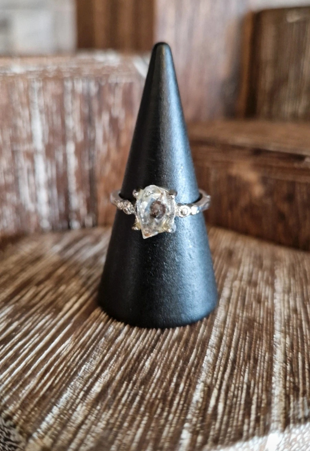 Tourmalineted Quartz Adjustable Ring