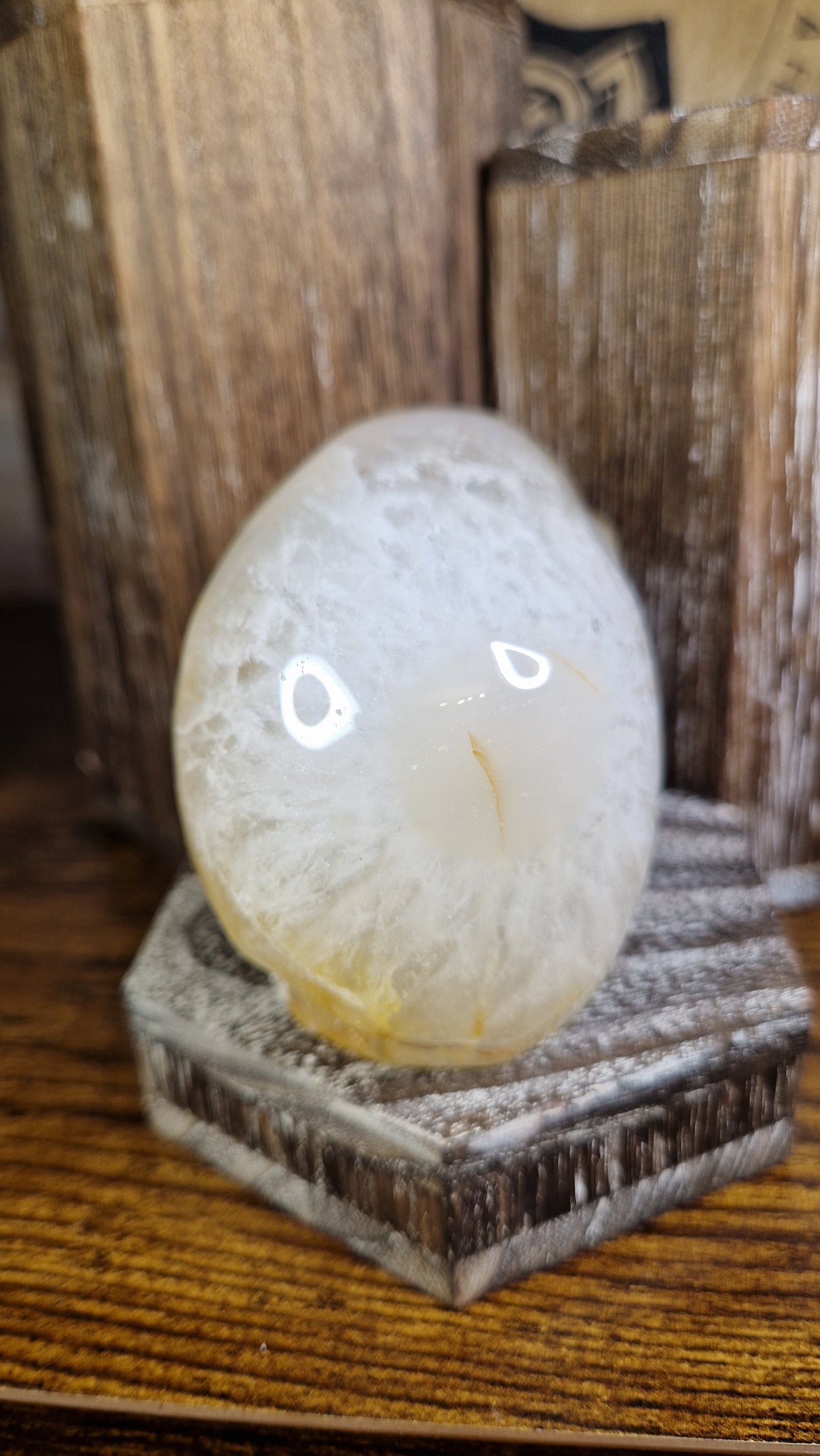 Clear Quartz with Golden Healer Skull - 7