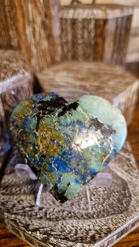 Malachite and Chrysocolla Heart - 33