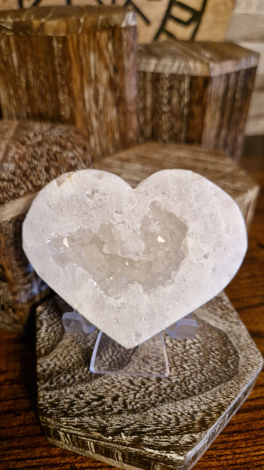 White Quartz Druzy Heart - 26