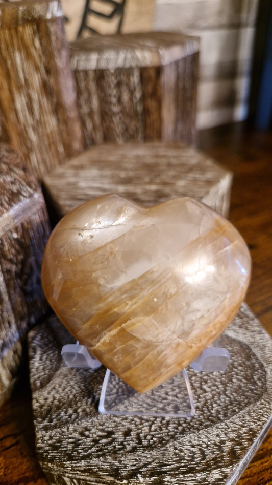Peach Moonstone Heart - 38