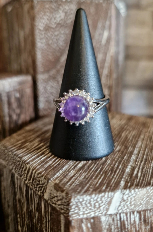 Amethyst Round Adjustable Ring