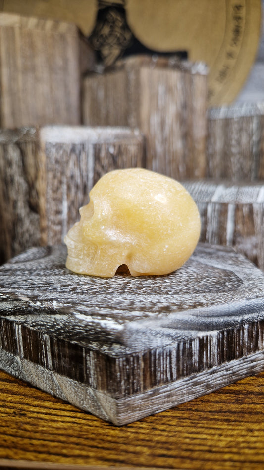 Yellow Calcite Skull - 24