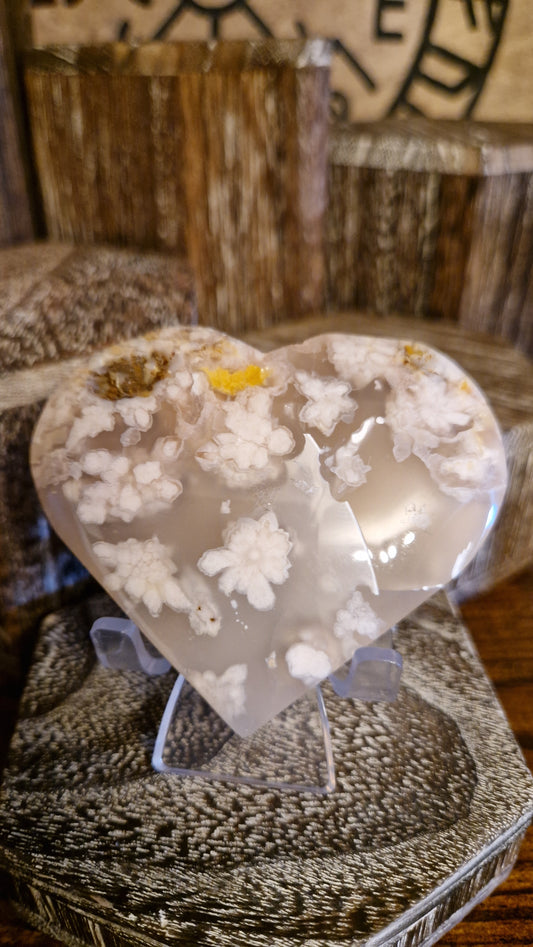 Flower Agate Heart - 25