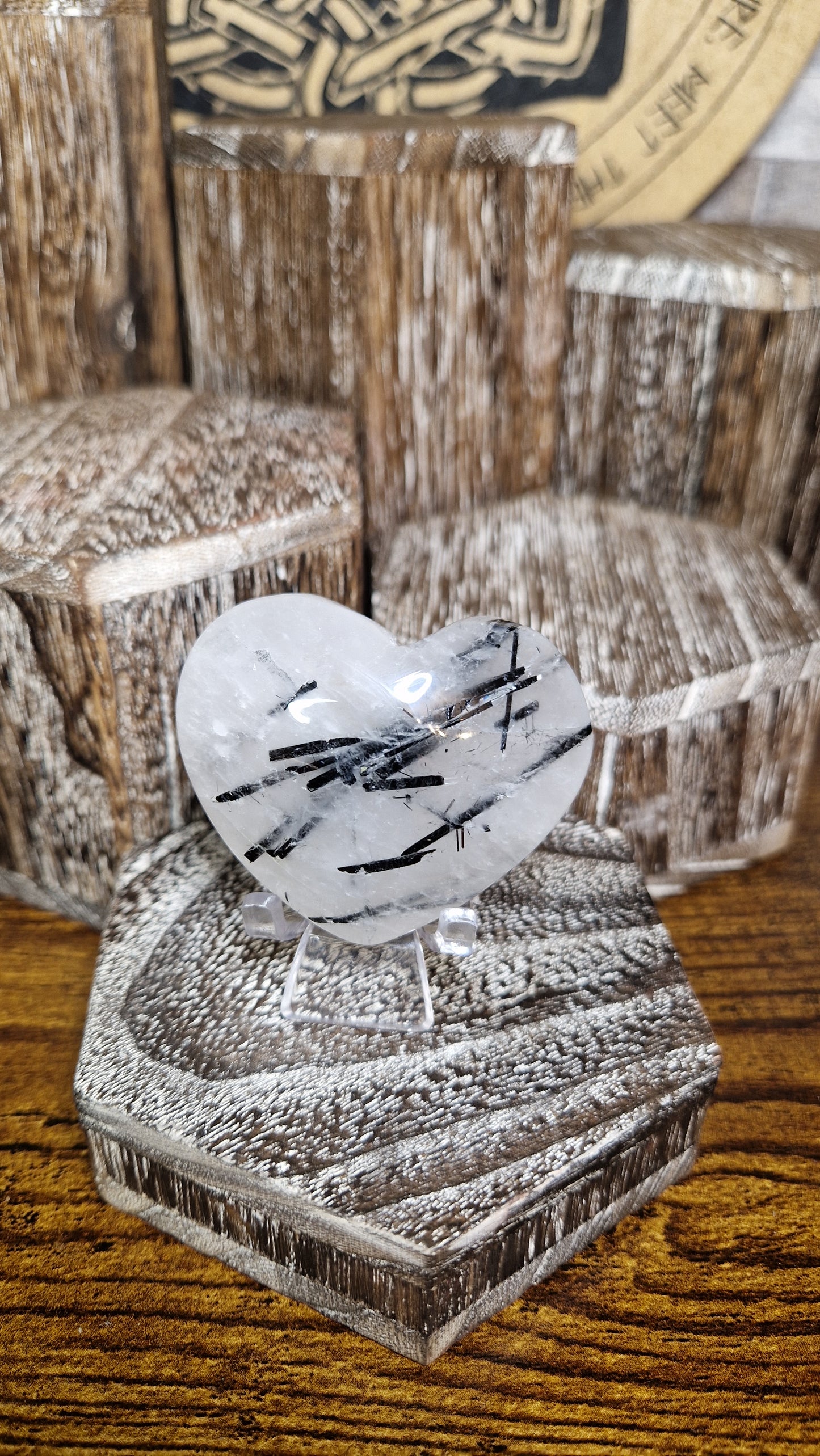 Tourmalineted Quartz Heart - 61
