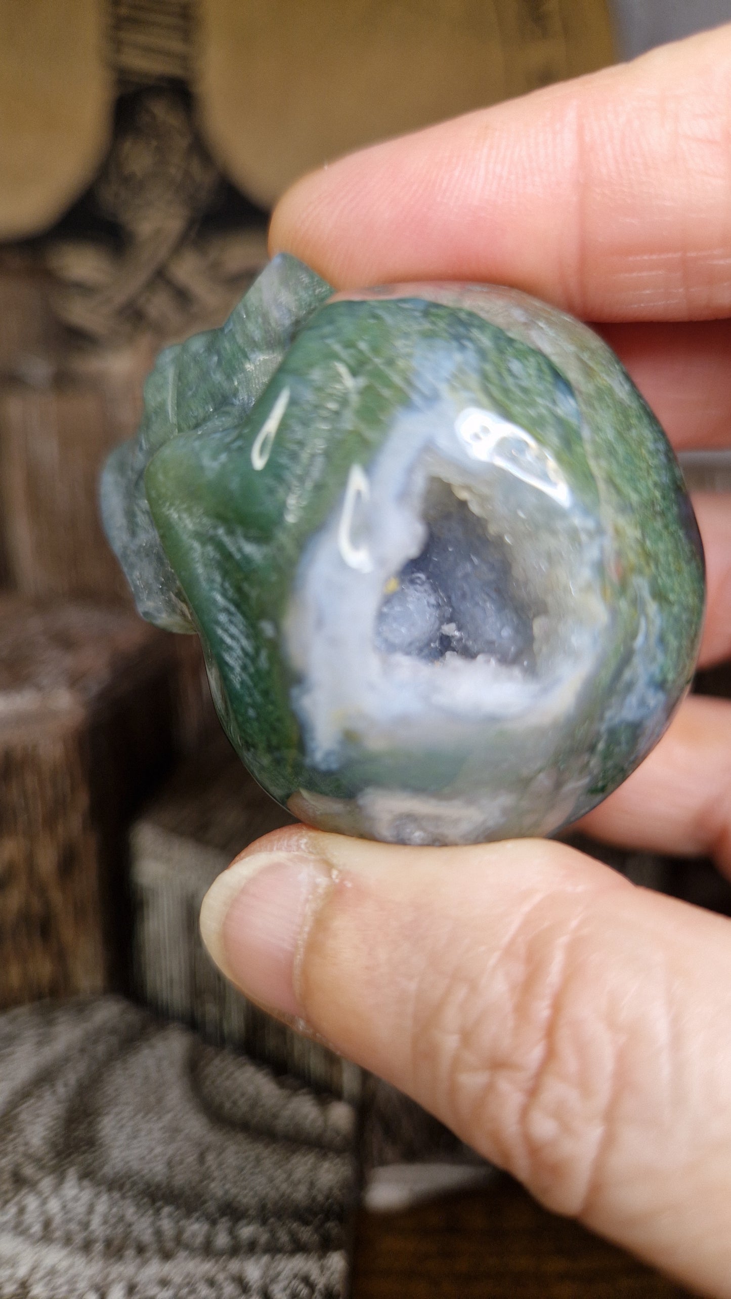 Moss Agate Skull - 18