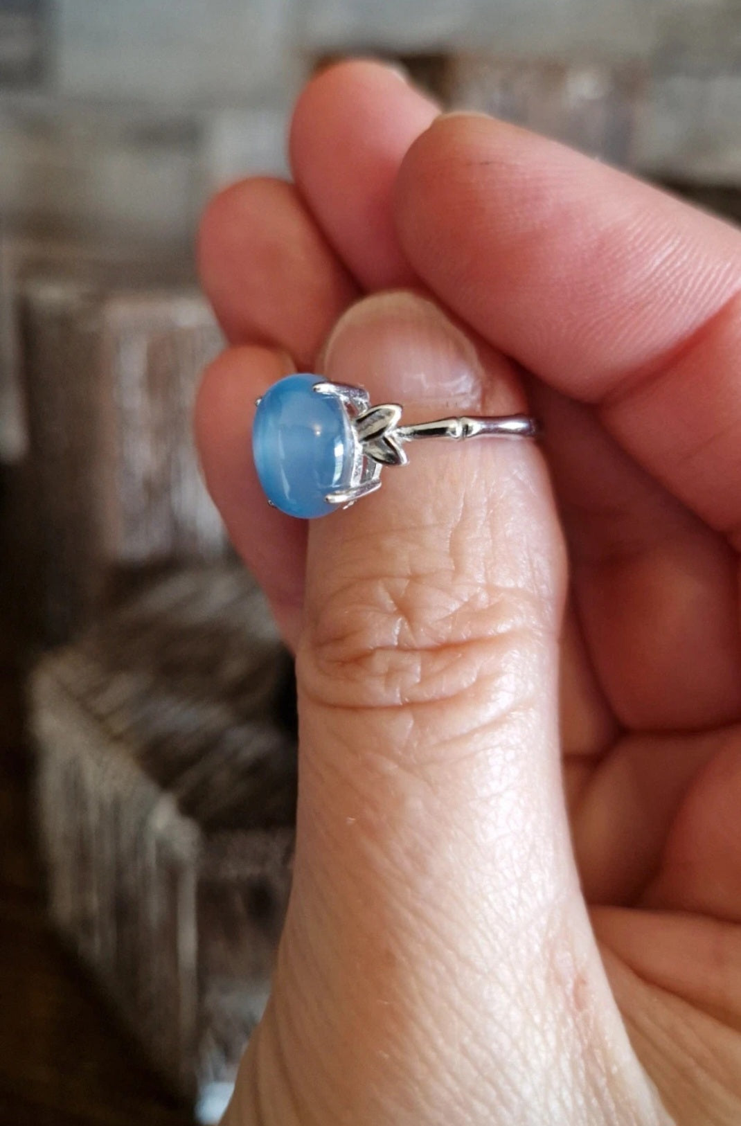 Blue Opal Adjustable Ring