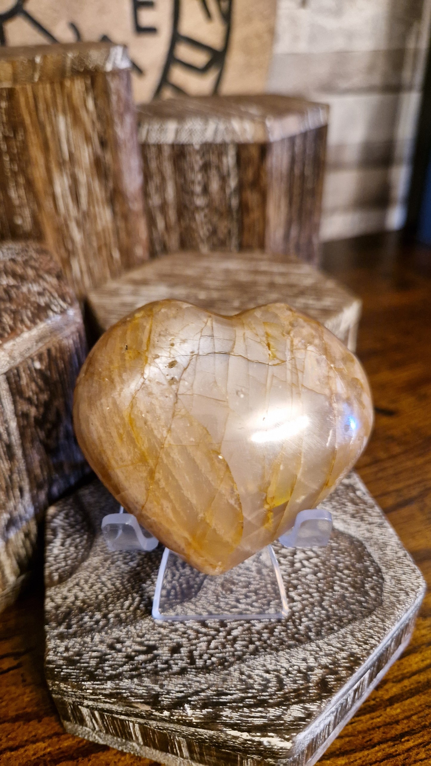 Peach Moonstone Heart - 37