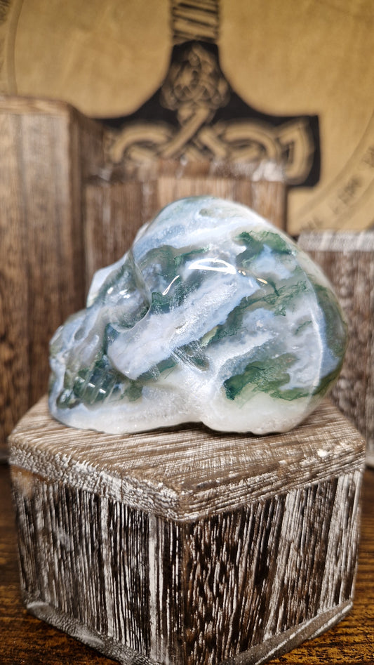 Moss Agate Skull - 10