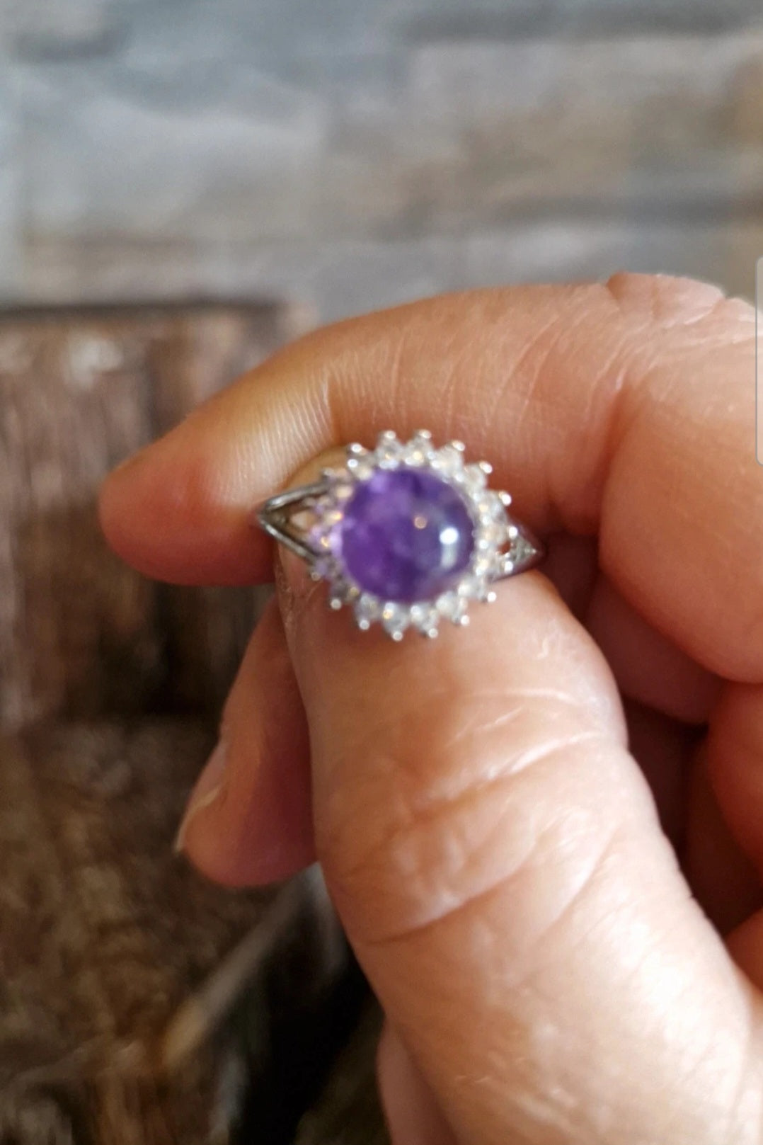 Amethyst Round Adjustable Ring
