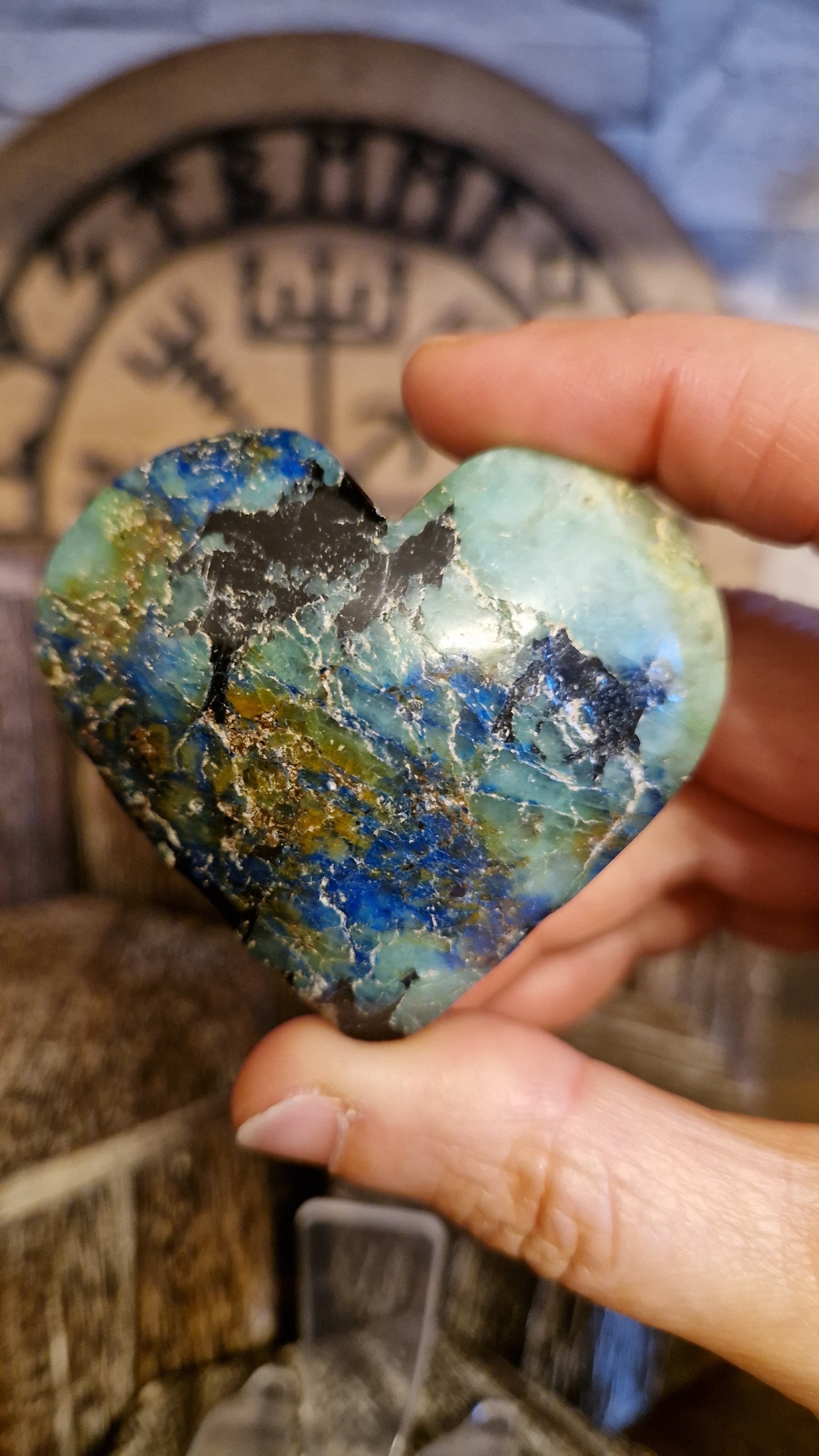 Malachite and Chrysocolla Heart - 33