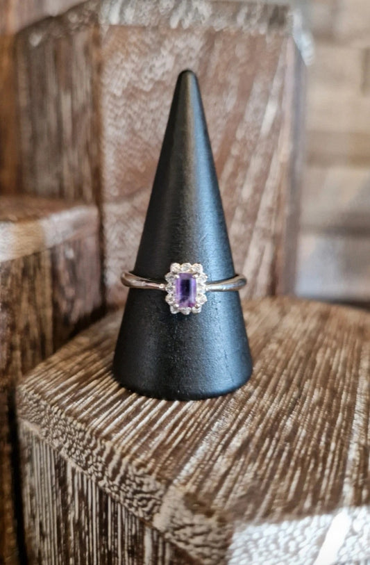 Amethyst Square 2 Adjustable Ring