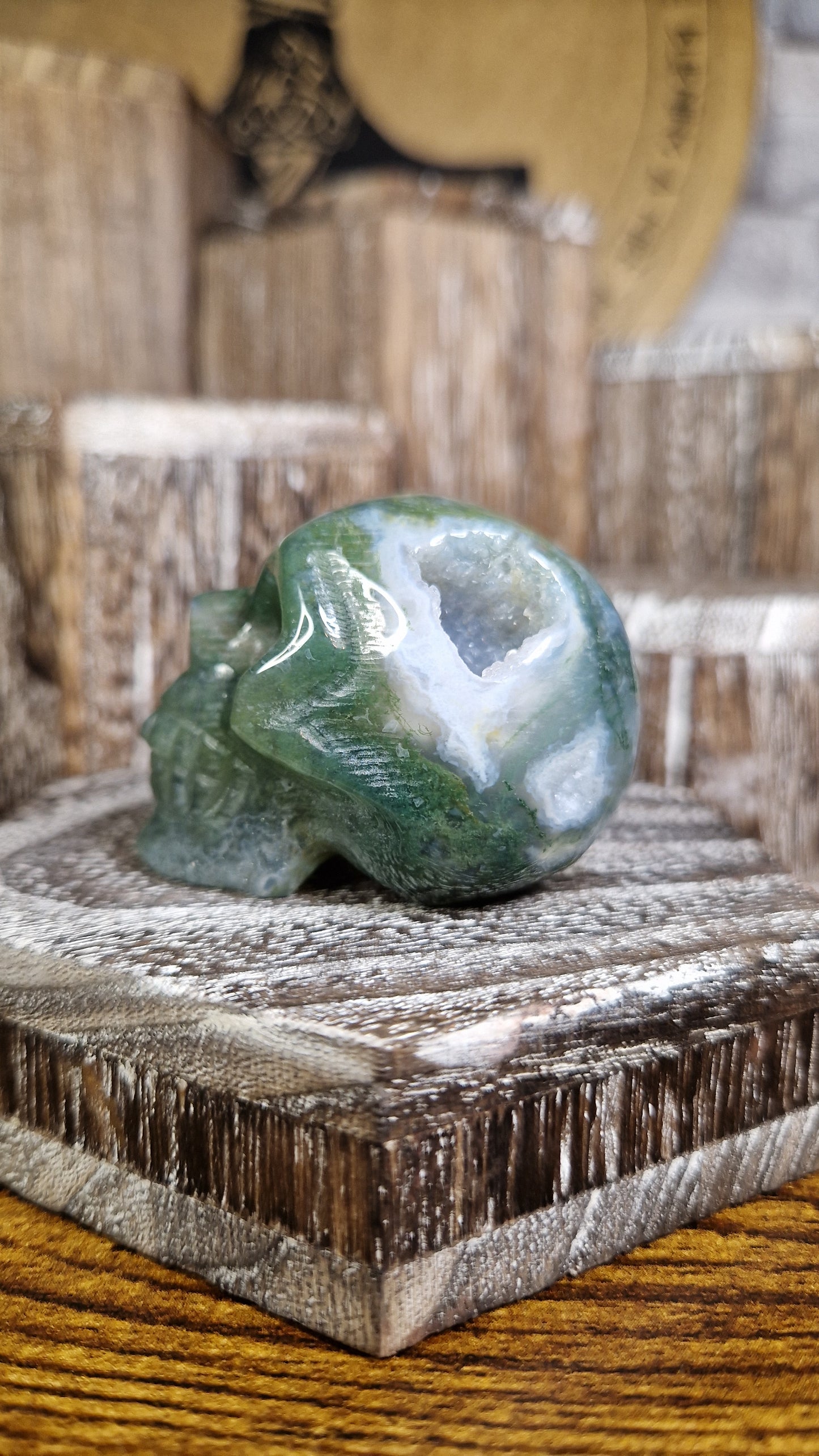 Moss Agate Skull - 18