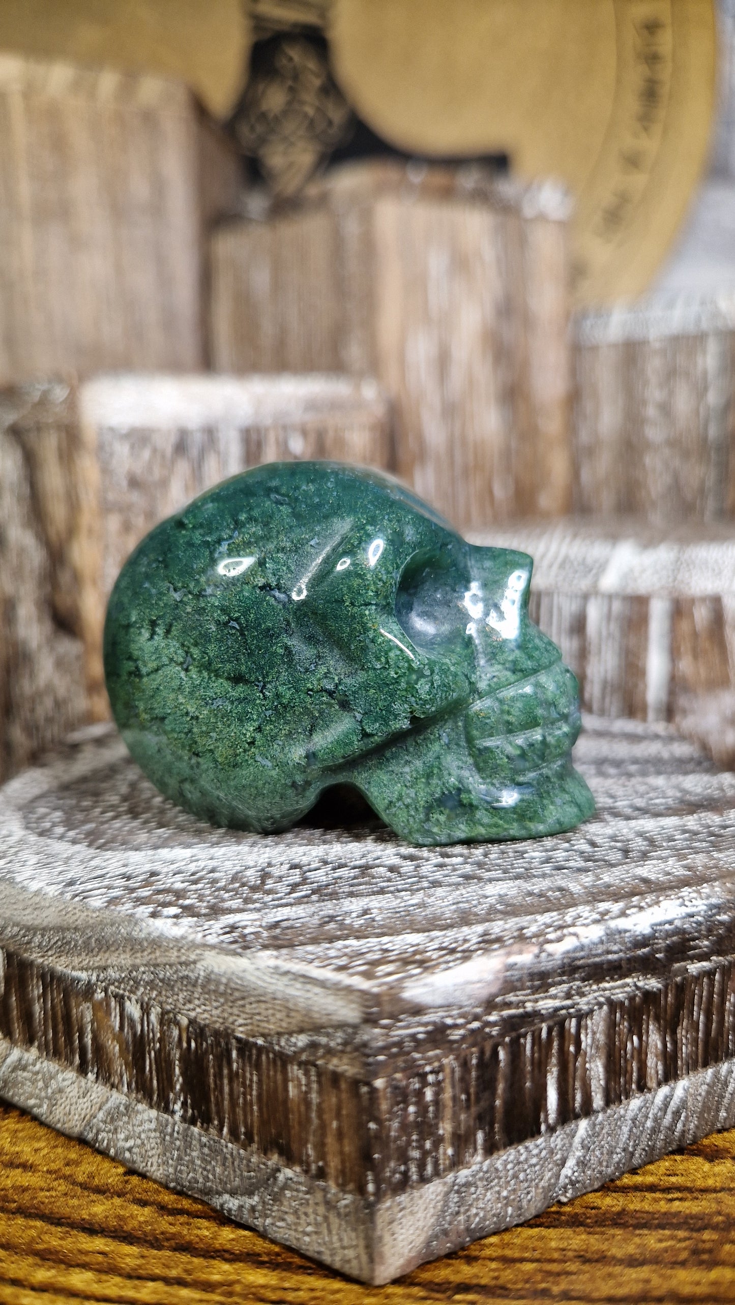 Moss Agate Skull - 20